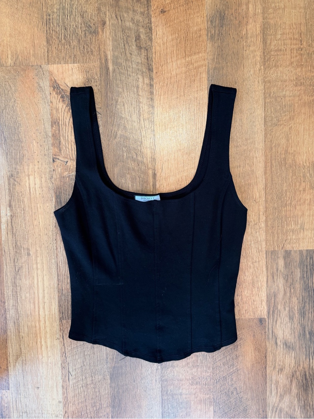 Discreet Black Square-Neck Tank Camisole